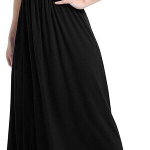Women Summer Strapless Ruffled Maxi Dress Sleeveless A-Line Formal Casual